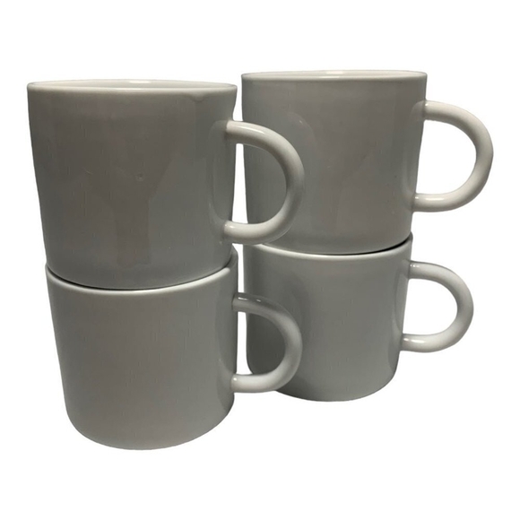 Set of 4 Coffee Mug Crate & Barrel Espresso Cups 4x White Porcelain Espresso Mug - Picture 3 of 12